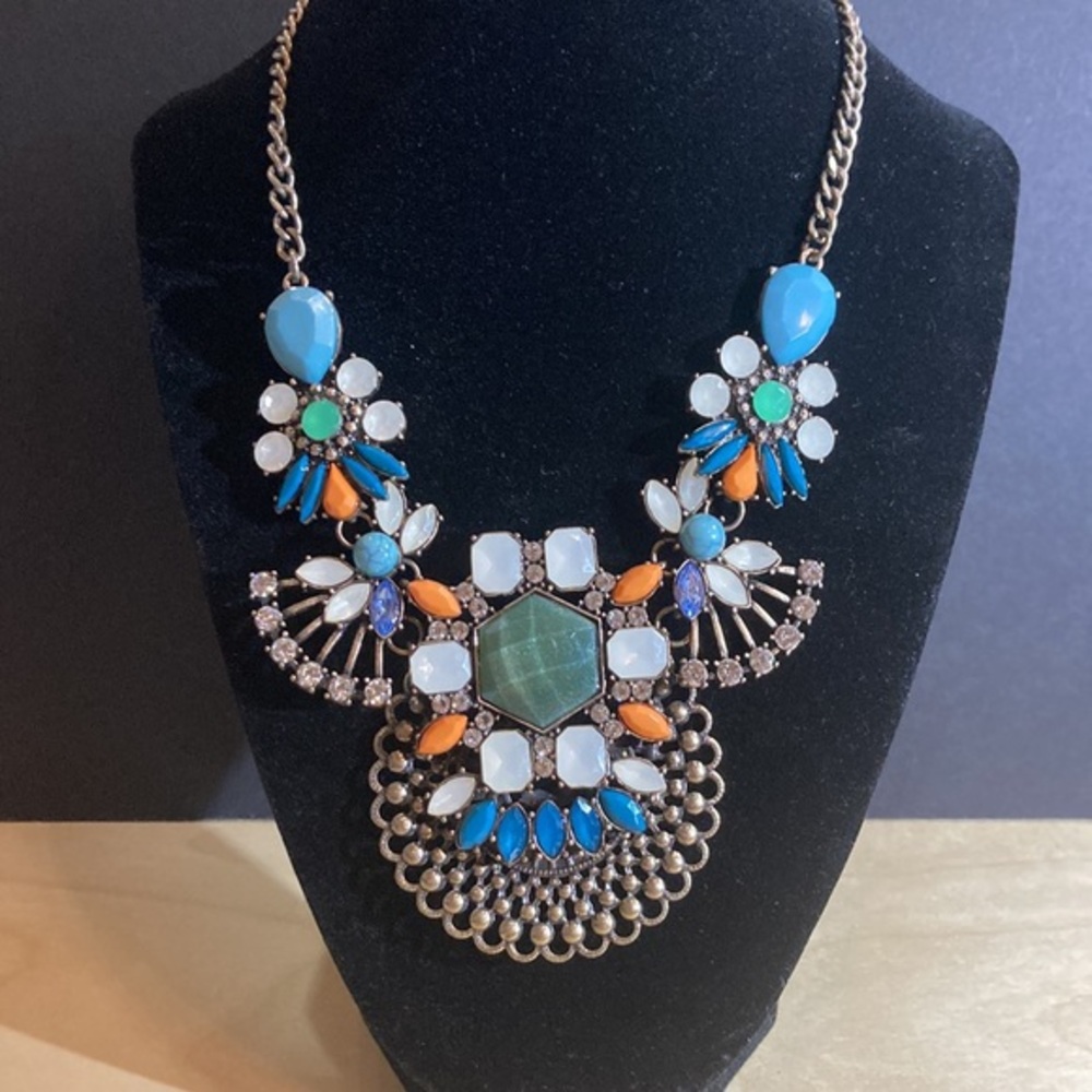 Awesome colorful statement bib necklace
